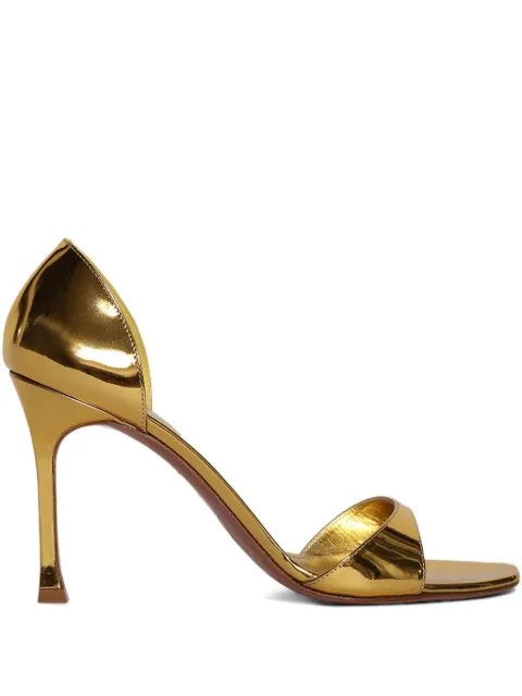 Amina Muaddi 95mm Agnese metallic open-toe sandals Gold 13S362805AGN