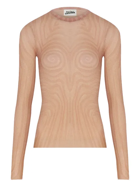 Jean Paul Gaultier spiral-print top Neutrals 2534FTO270T587