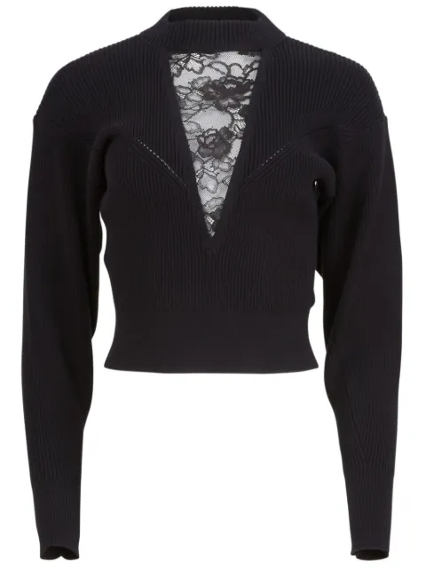 Fleur Du Mal lace-insert cropped sweater Black TP06710100