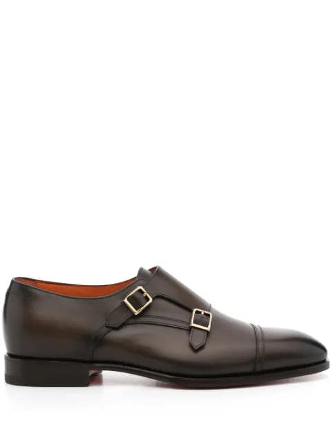 Santoni leather monk shoes Brown MCAD19027JC6BNTG