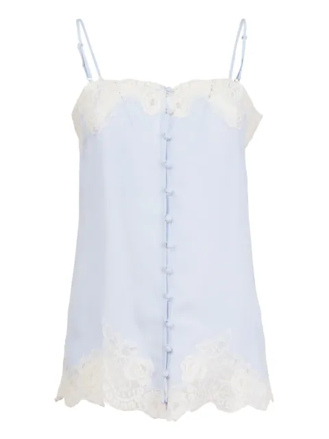 Fleur Du Mal lace-trimmed button-front slip Blue SL01591008