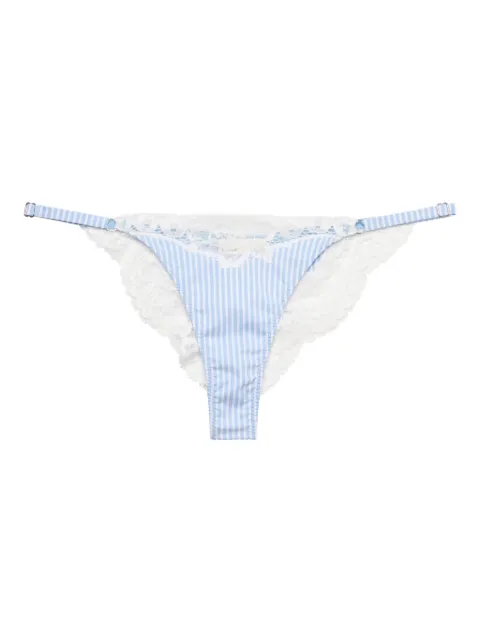 Fleur Du Mal lace-trimmed striped briefs Blue PY04991006