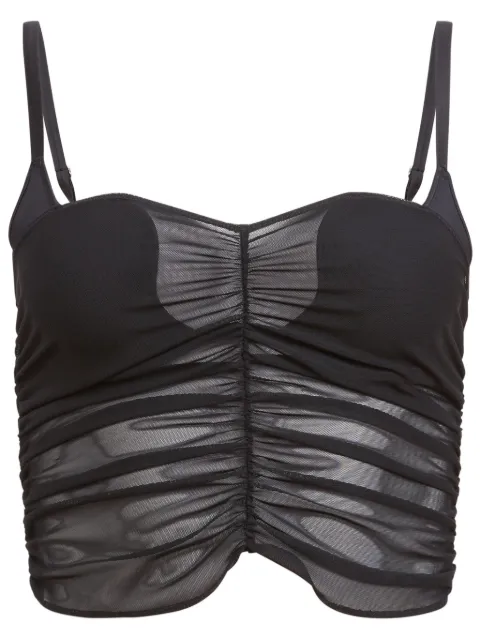 Fleur Du Mal ruched-detail cropped top Black TP06630100