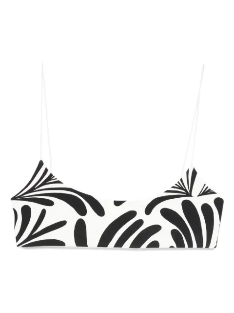 Cala de la Cruz leaf-print bikini top White 24C473