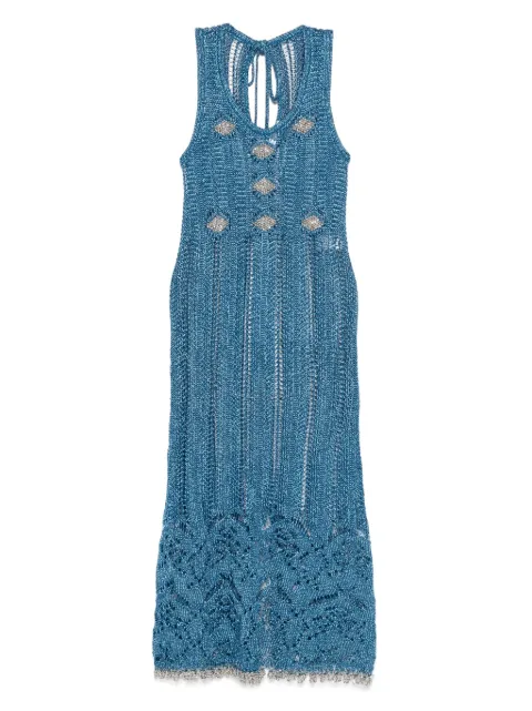 Rabanne lurex-knit midi dress Blue 25AMRO140ML0317