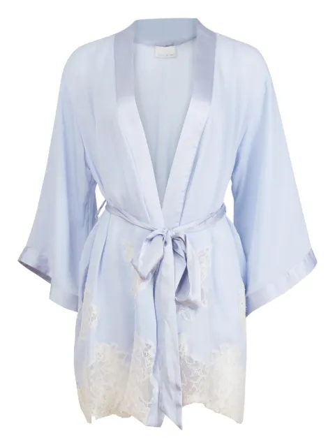 Fleur Du Mal lace-trimmed robe Blue RB01101008