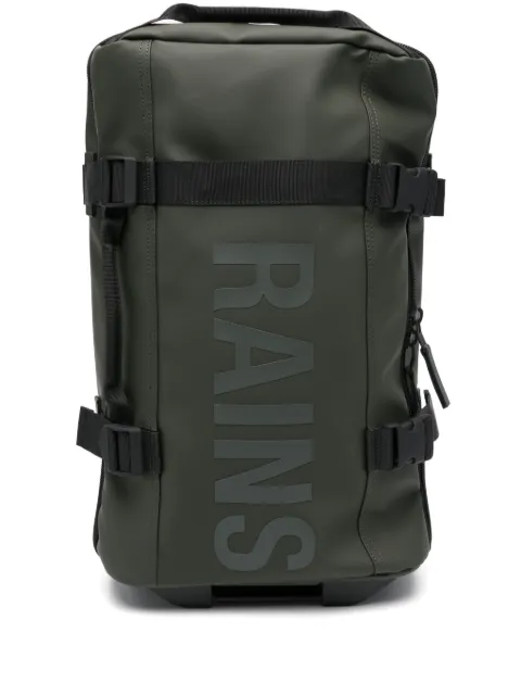 Rains Texel logo-print buckle-strap luggage bag Green 1346003