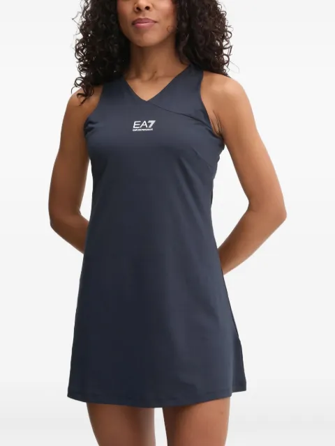 Ea7 Emporio Armani V-neck logo mini dress Blue AF125097W000