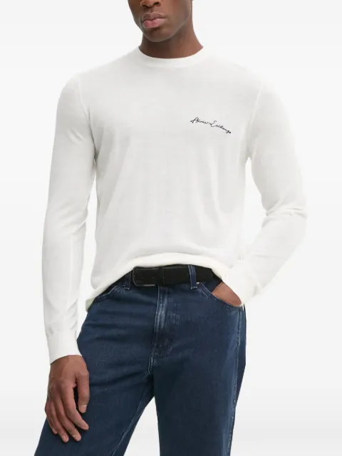 Armani Exchange logo-embroidered crew-neck sweater White 8NZM5AZM1YZ
