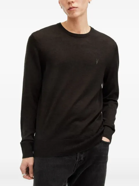AllSaints embroidered-logo crew-neck sweater Brown M002