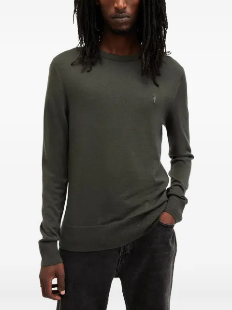 AllSaints embroidered crew-neck sweater Green M002
