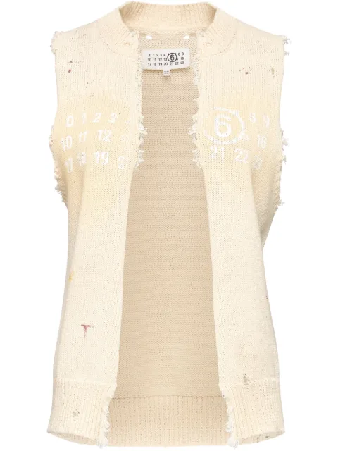 MM6 Maison Margiela Signature Numbers motif waistcoat Neutrals S62FB0075M13123