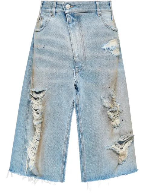 MM6 Maison Margiela ripped-detail denim skirt Blue S62MI0034M30018