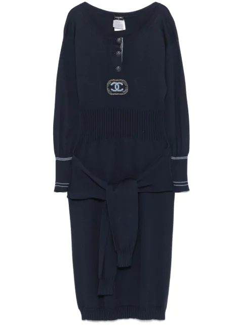 CHANEL Pre-Owned 2008s knitted midi dress Blue CH900NN