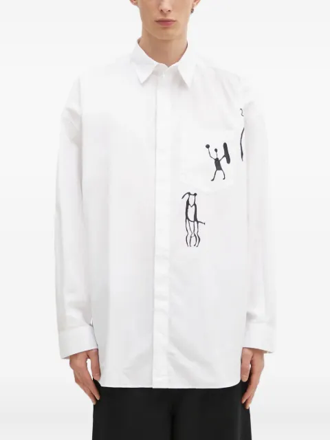 Wood Wood Rofus patch-pocket print shirt White 30250229