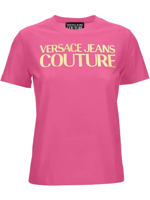 Versace Jeans Couture logo-print cotton T-shirt Pink 78HAHT01CJ00T