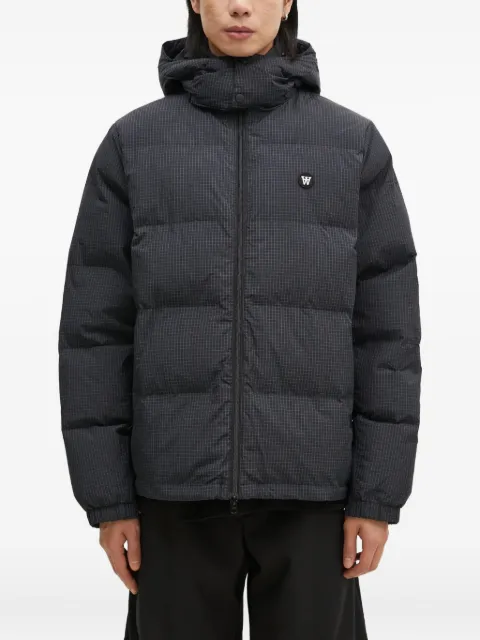 Wood Wood check-pattern hooded jacket Black 103251011629