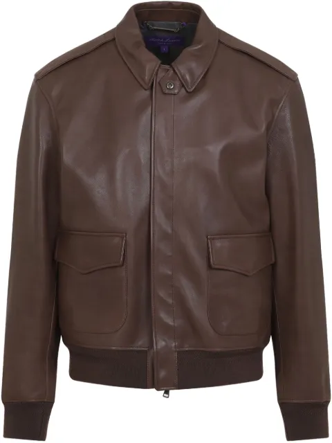Ralph Lauren Purple Label zip-up leather jacket Brown 790957983001
