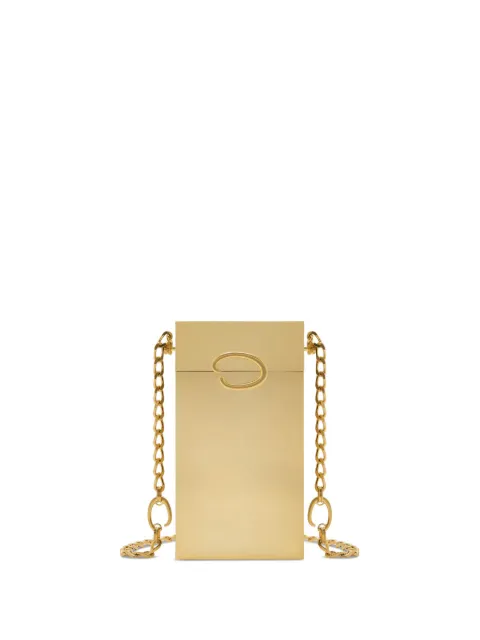 Oscar de la Renta logo-plaque clutch bag Gold 25SH177BRSGOL