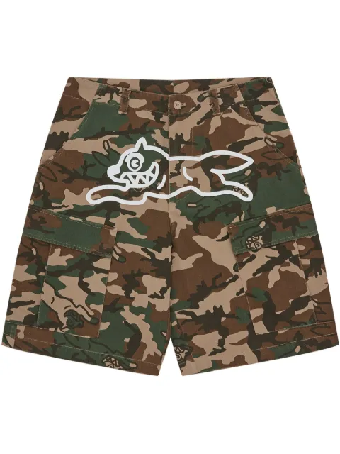 ICECREAM Running Dog Woodland camouflage cargo shorts Neutrals IC24S37