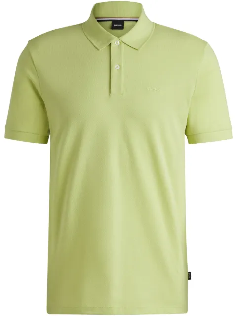 BOSS logo-embroidered cotton polo shirt Green 50468362