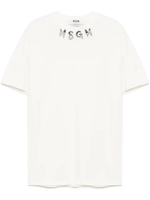 MSGM logo-print T-shirt Neutrals 3840MM102257002