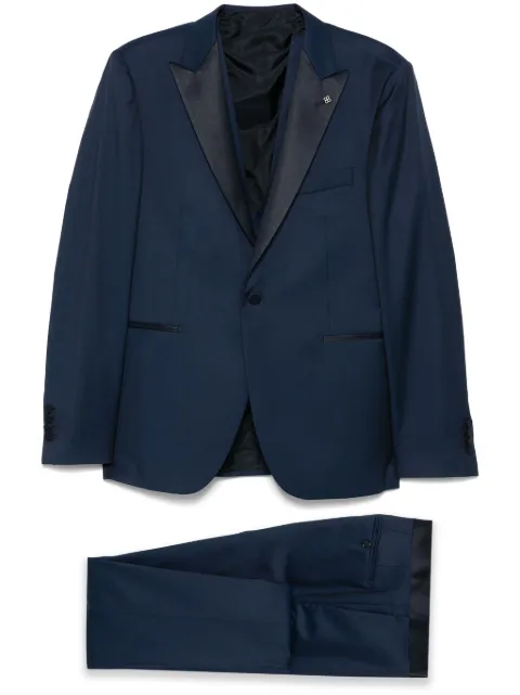 Tagliatore brooch-detail suit Blue EFBR15A01LIS060001U