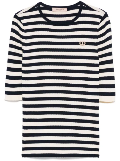 TWINSET striped short-sleeve T-shirt Blue 251TP3470