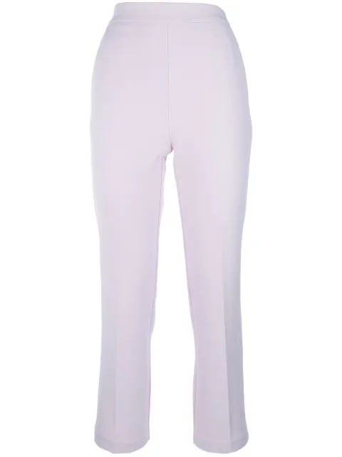 Elisabetta Franchi logo-plaque crepe trousers Pink PA08951E2