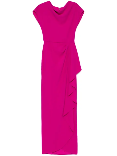 Amsale draped crepe gown dress Purple P824E
