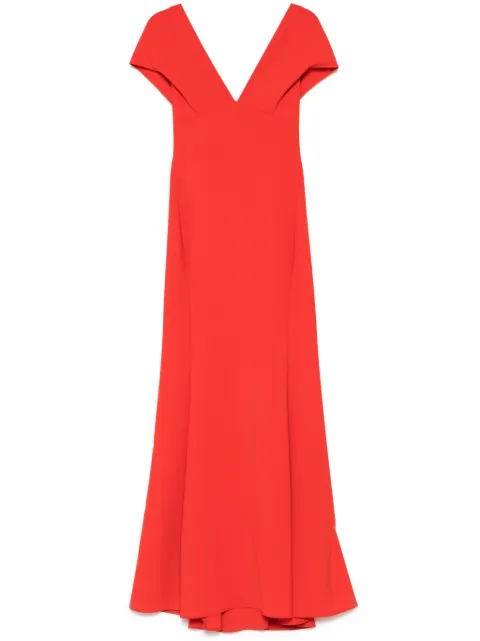 Amsale Italian stretch crepe V-neck gown dress Orange P829P