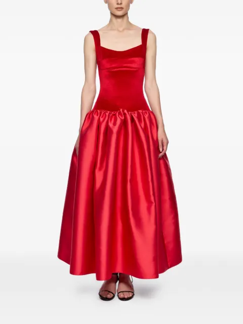 Atu Body Couture velvet-panel maxi gown Red AT25002