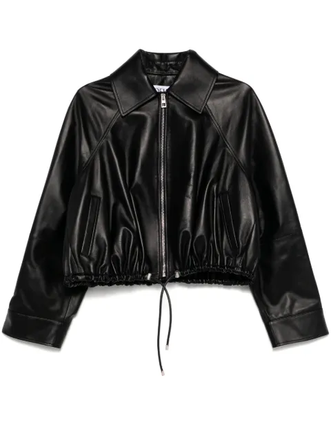 LOEWE drawstring-hem leather jacket Black S359Y34L45