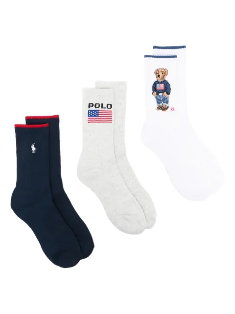 Polo Ralph Lauren intarsia-logo socks (pack of three) White 455968680001