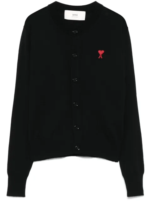AMI Paris Ami de Coeur-motif cardigan Black FKC211KN0025