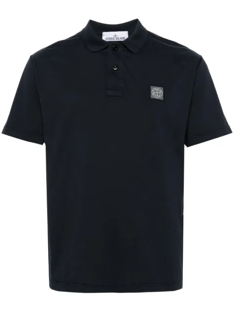 Stone Island 2200013 organic cotton jersey 'Fissato' effect polo shirt Blue L1S152200013S0057