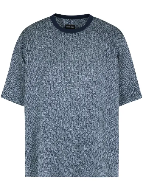 Giorgio Armani chevron-print silk T-shirt Black GM000055TE14717MB023