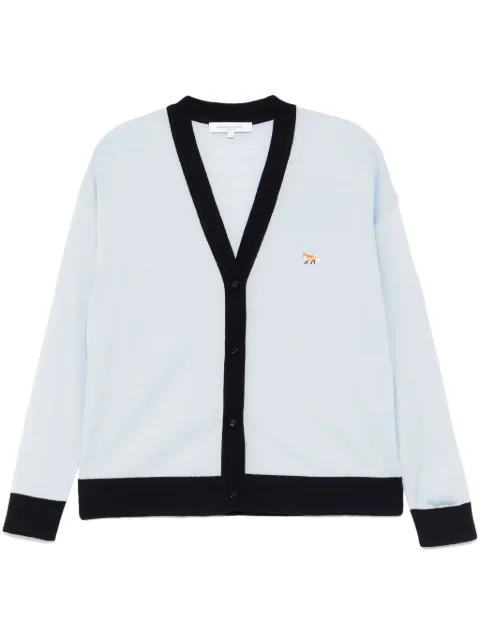 Maison Kitsuné baby fox patch bi-colour cardigan Blue OW00516KT1136