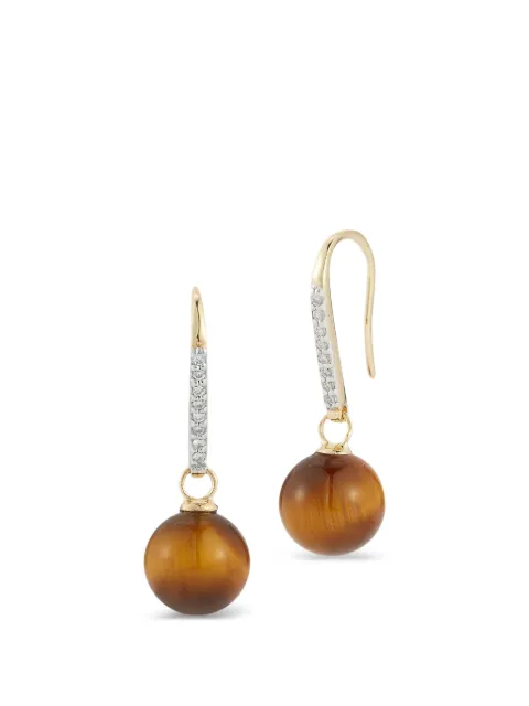 Mateo Single tiger-eye and diamond drop earrings Gold TEDE01