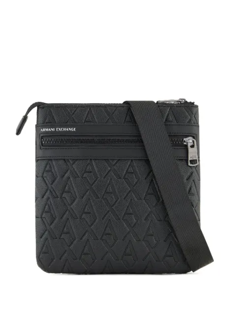 Armani Exchange monogram-embossed messenger bag Black XM000579AF12133