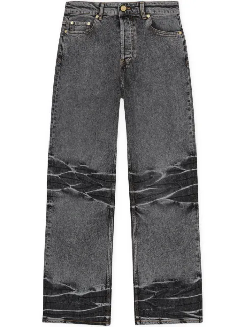 GANNI whiskering-effect wide-leg jeans Black J1722