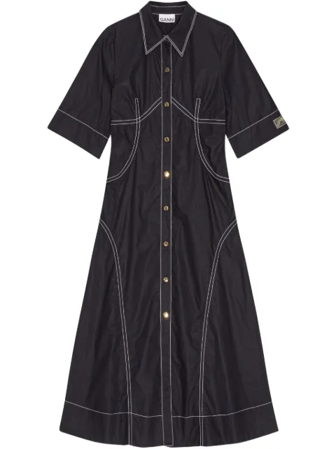 GANNI contrasting shirtdress Black W0303
