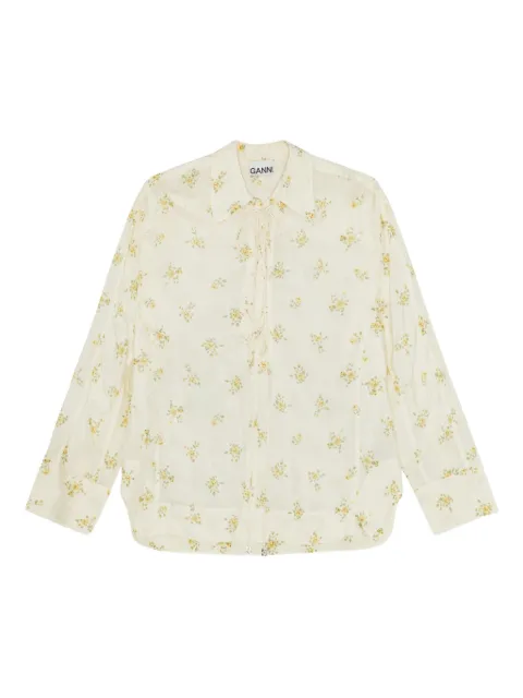 GANNI floral-print blouse Neutrals W0742