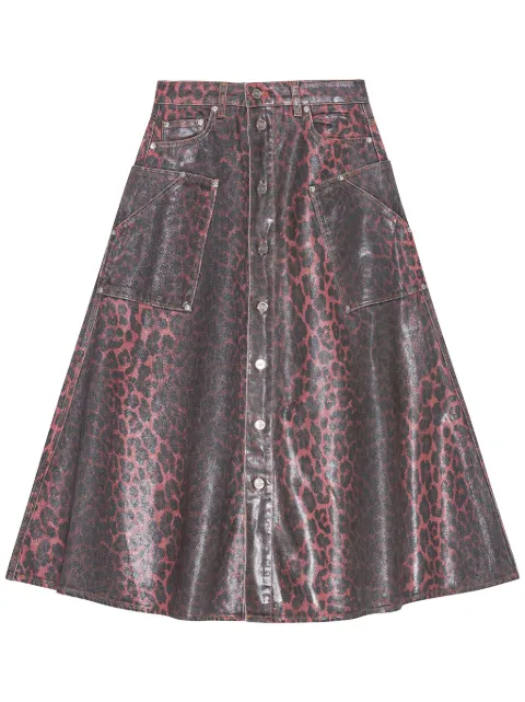 GANNI leopard-print midi skirt Grey J1674