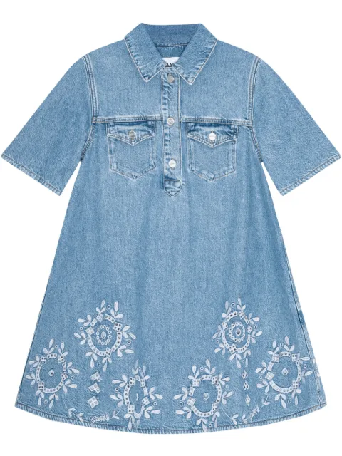 GANNI embroidered denim dress Blue J1694