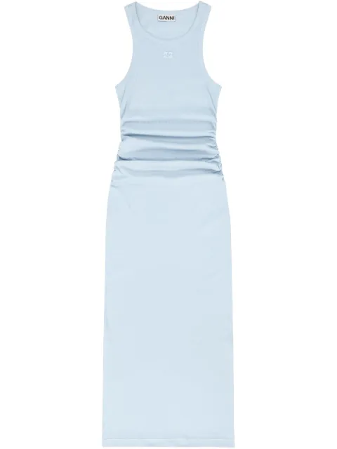 GANNI ribbed maxi tank dress Blue T4187