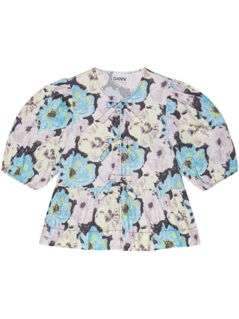 GANNI printed blouse Blue W0317