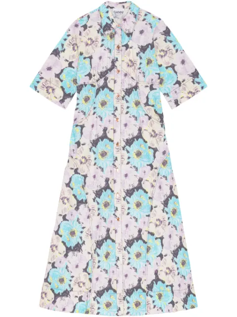 GANNI printed maxi dress Blue W0260