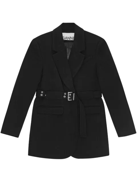 GANNI black bonded crepe blazer Black W0241