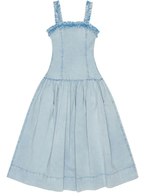 GANNI ruffle-detail midi dress Blue W0639